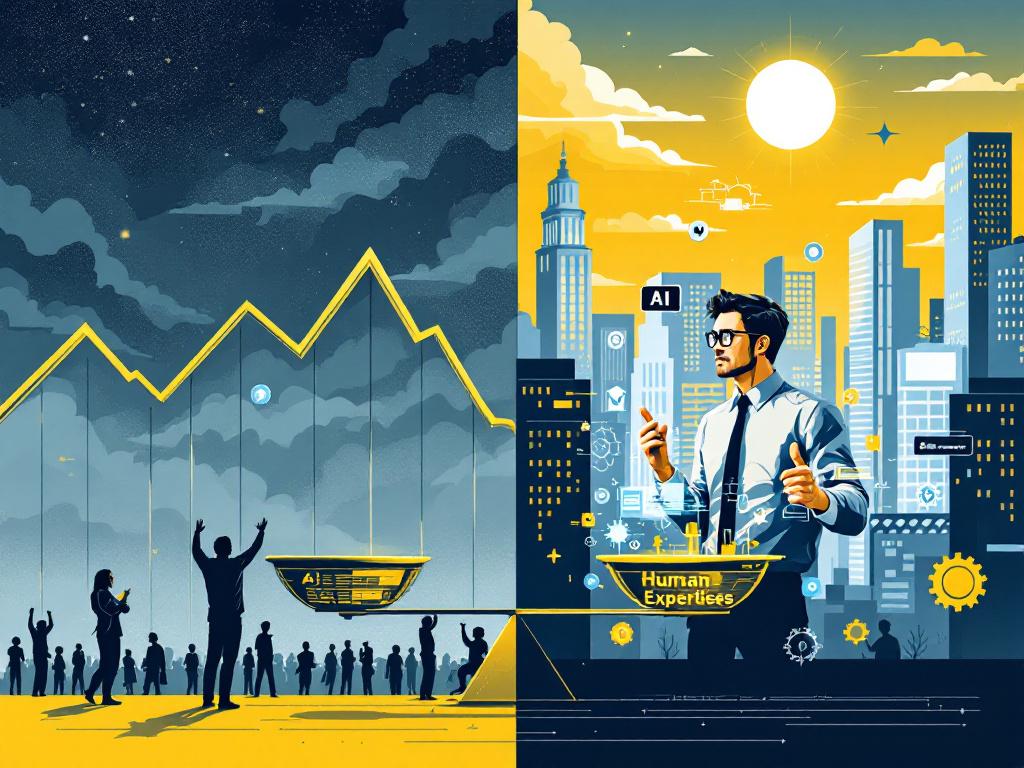 Trouver un travail dans l’informatique à l’ère de l’IA. Illustration IA et développeur